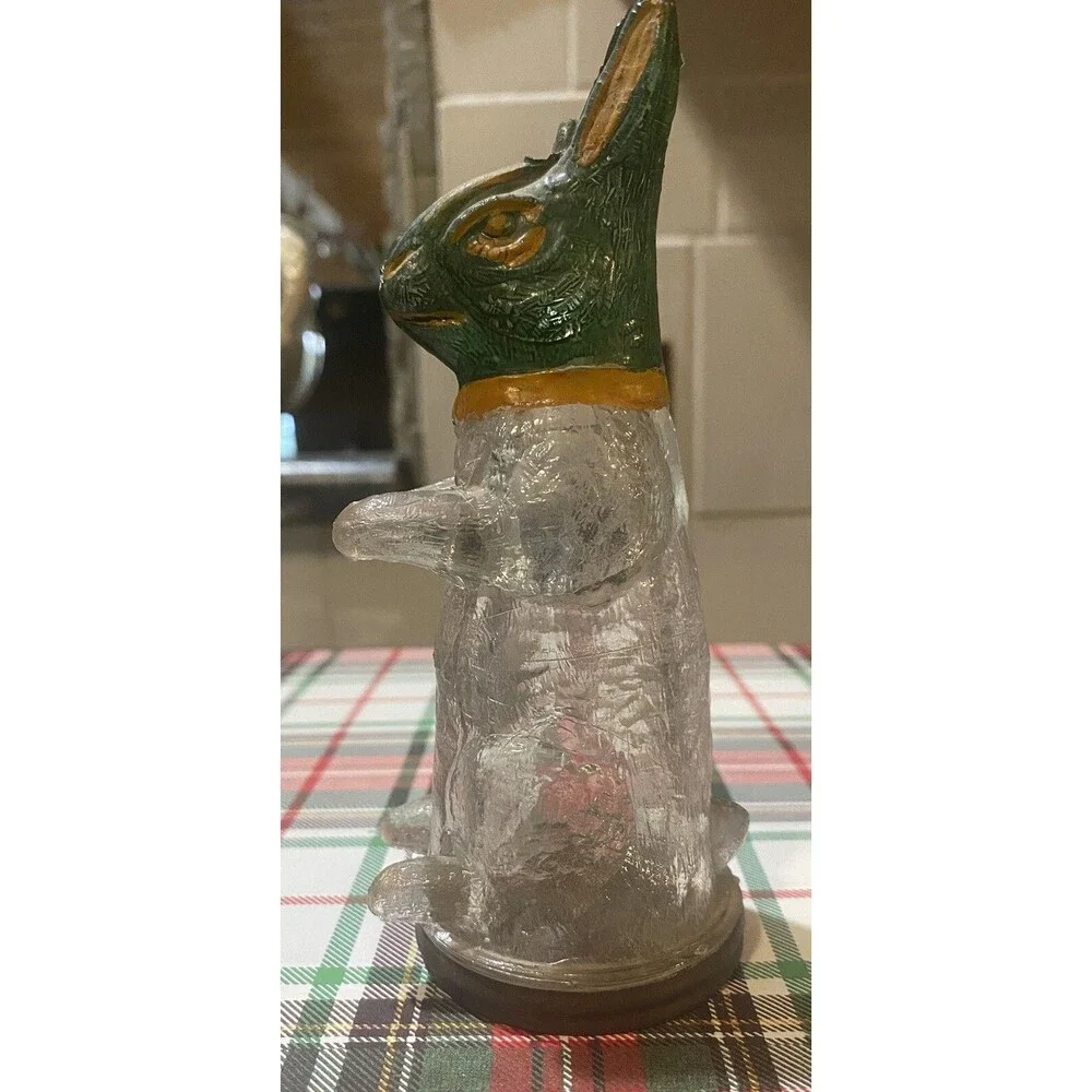 1900s Glass Rabbit Candy Container